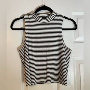 Black & White High Neck Crop Top